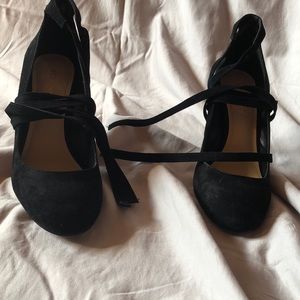 Black BCBGeneration straps black pumps